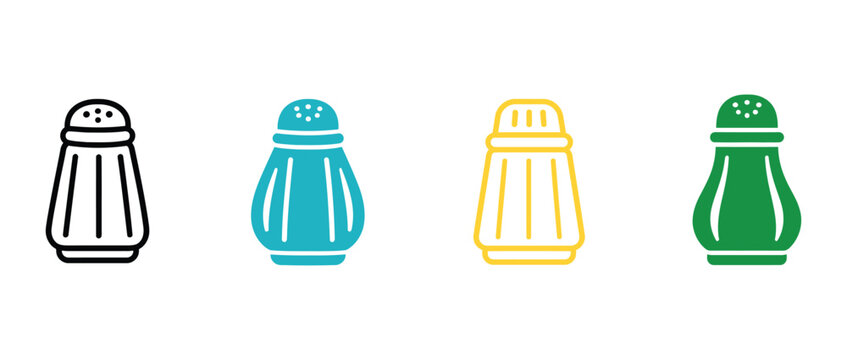 Salt shaker icons vector set design graphic element symbol template illustration isolated on white background flat style salt shaker collection sign modern web collection icon shape