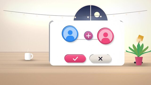 Pink friend request card with plus turning into endless loop