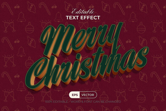 Classic Editable Merry Christmas Text Effect 3D Style.