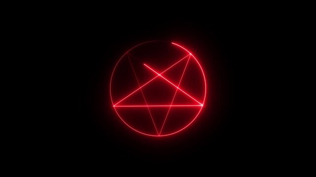 Glowing Neon Pentagram idea. Mystical Occult Star Sign for Esoteric and Fantasy Design. Animation of 4k video.motion graphics..