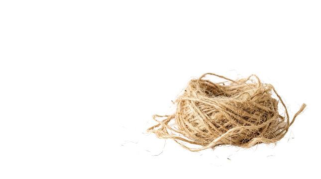 A small ball of natural jute twine string isolated on transparent background