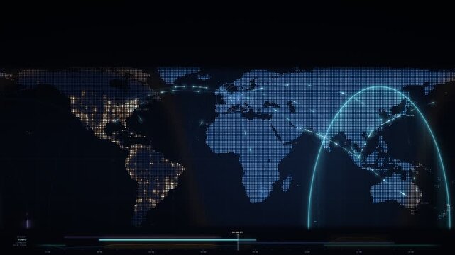 Forex Trading Sessions World Map With Glowing Arcs Seamless Loop