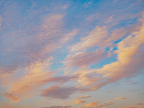 colorful sunset clouds in autumn time 