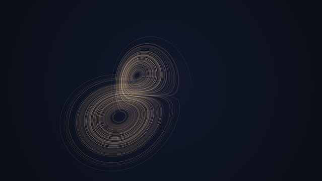 3D Lorenz attractor chaos theory visualization with Midnight Studio background with Creamy beige outline - Procedurally Created using Web Canvas and JS