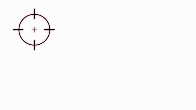 White Target Crosshair Icon with Target Look Text 4K Animation on white Background