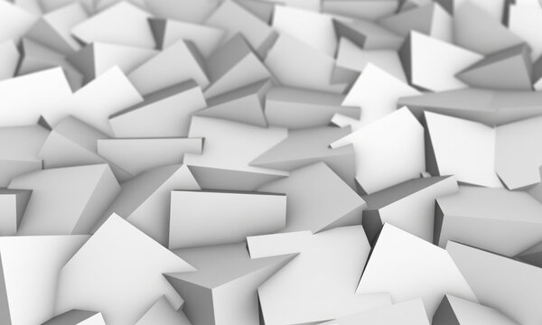 White Abstract 3D Paper Shapes Geometric Texture Background