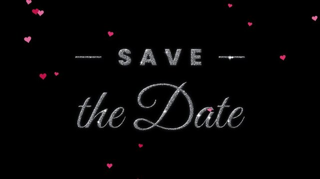 Save the Date silver glitter calligraphy text animation