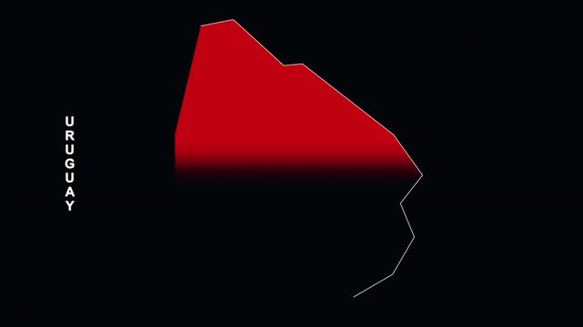 Uruguay map animation with red fill and glowing white outline