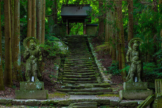 両子寺の仁王像と参道