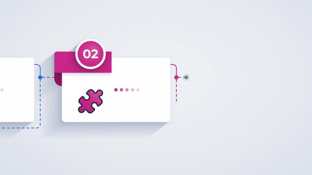 Three step infographic with numbered cards and icons for analysis, solution and success
