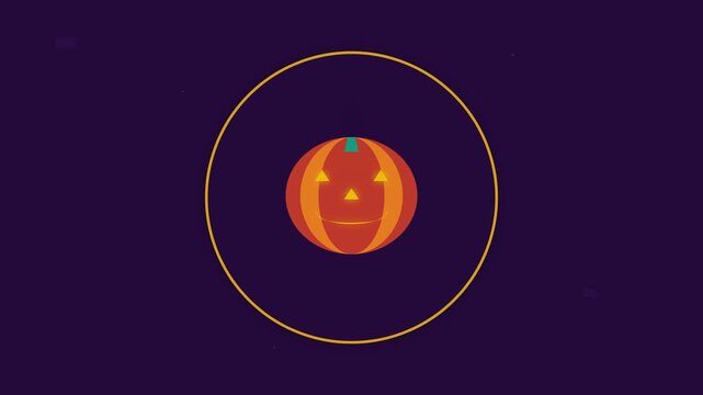 Animated Halloween Pumpkin Emblem Logo Reveal