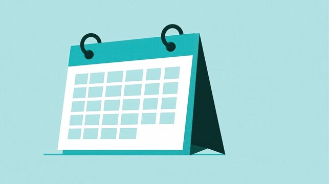 Flat vector illustration of a payment calendar icon with a teal checkmark and patterned textile border for small business scheduling, in a clean modern style