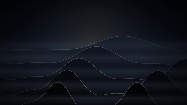 Dark blue abstract mountain waves with glowing lines flowing