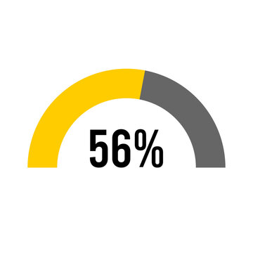 56% percent percentage half circle diagram meter ready-to-use for web design, user interface UI or infographic