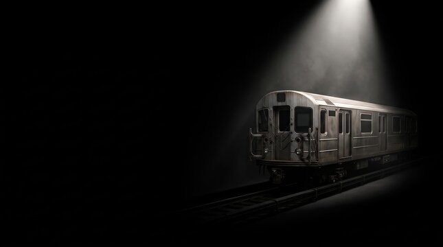 Gritty Subway Car Bathed in Dramatic Light