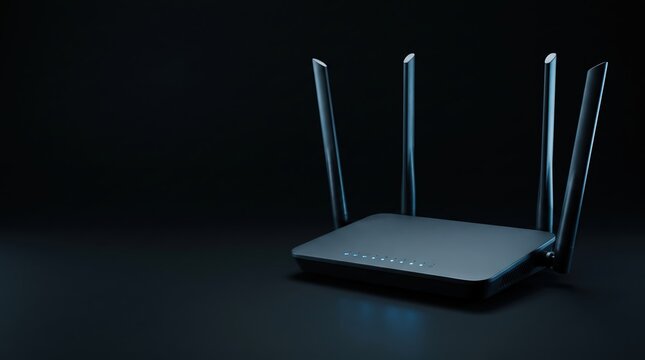 High-Speed Wireless Router on Dark Background