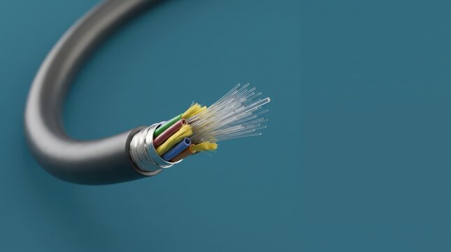 Fiber Optic Cable Cross-Section Revealing High-Speed Data Technology