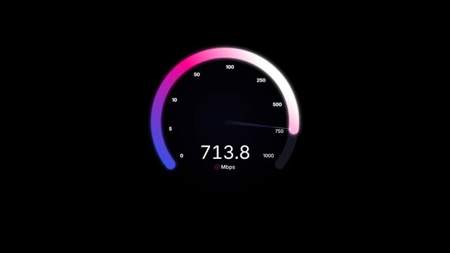 Internet Speed Test Meter Animation Measuring Download And Upload Bandwidth.