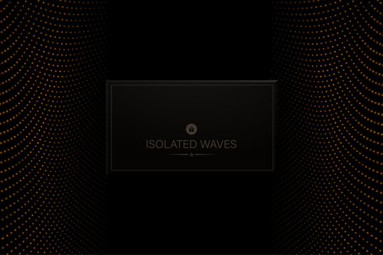 Isolated golden wave mosaic pattern on black background.