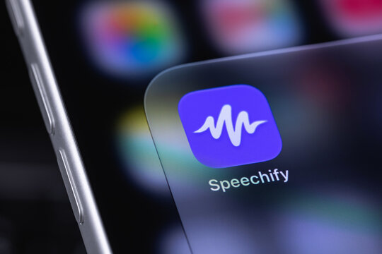 Speechify mobile icon app on a screen smartphone iPhone. Speechify is a popular AI-powered text-to-speech (TTS) and productivity platform. Batumi, Georgia - October 3, 2026