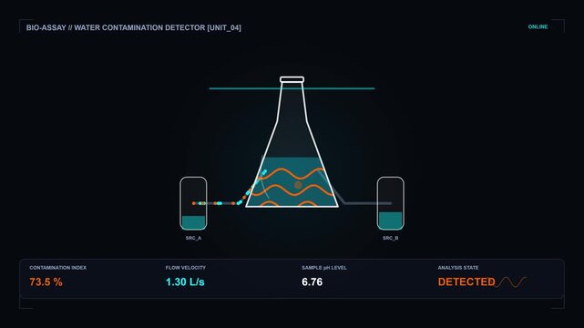 Laboratory flask with orange waves showing 75.3 percent