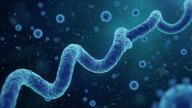 Spiral bacteria and virus cells 3d medical scientific visualization