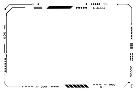 Black control panel, modern technology, futuristic HUD UI interface isolated on white background. circuit background.