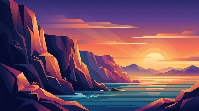 Vector cliff landscape