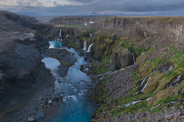 Sigöldugljúfur Canyon and Waterfalls in Iceland © aruizhu