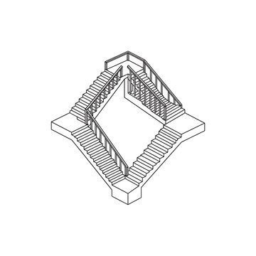 Isometric Penrose Staircase Illusion Vector - Impossible Geometry & Optical Art