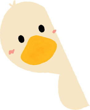 Duck peeking out from behind a wall or door