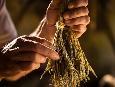 Dried Herbs Tied with Raffia Hanging to Dry for blog post