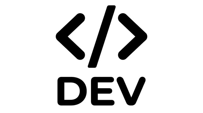 Black coding dev symbol with brackets isolated on transparent