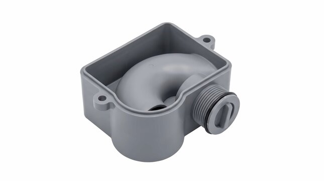 Plastic conduit fitting junction box electrical installation hardware component isolated on white background