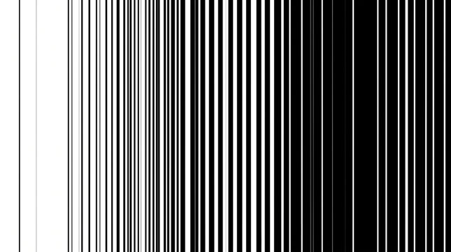 Abstract black and white vertical lines pattern with halftone gradient optical illusion barcode minimalist art texture