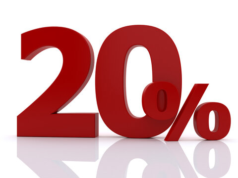 Twenty Percent Discount Sale and Business Promotion Concept 3D Rendering