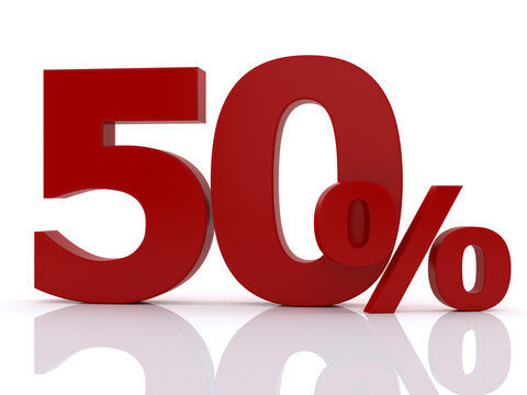 Fifty Percent Half Price Discount Sale Business Concept 3D Rendering