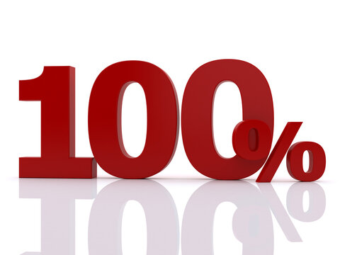 One Hundred Percent Complete Success and Business Achievement Concept 3D Rendering