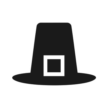 Traditional Pilgrim hat vector icon symbol with buckle
