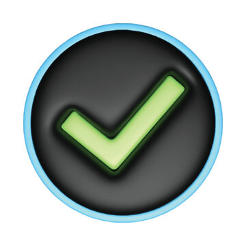 Green checkmark icon inside circular frame Vector