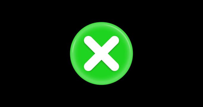 Green cross popup sign animation on white background. not approval button sign. notifications and user interface projects_1