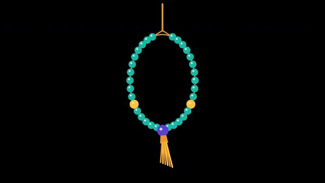 Swinging prayer beads misbaha with tassel seamless loop alpha channel