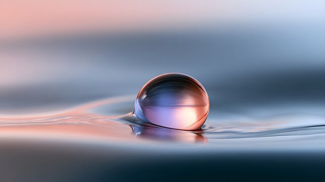 Large water droplet carrying an inverted peach