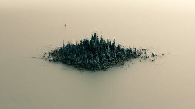 Small island with trees floating in water
