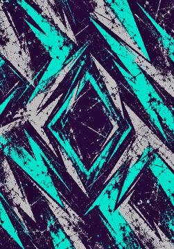 Teal and purple geometric diamond pattern on dark background