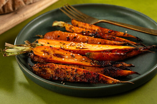 Roasted Carrots in a Rustic Table Setting