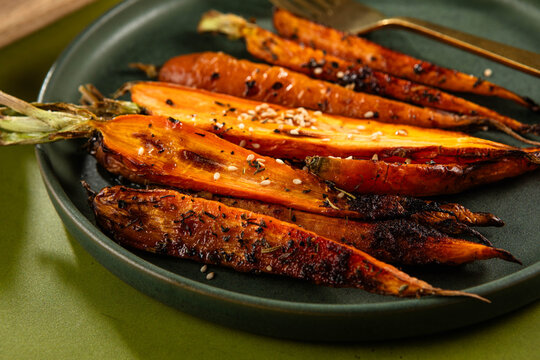 Roasted Carrots in a Rustic Table Setting