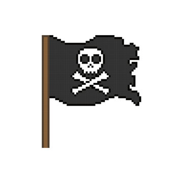 black death skull flag pixel art