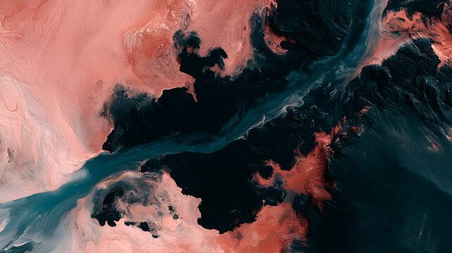 Ink flows on a surface with colorful swirls