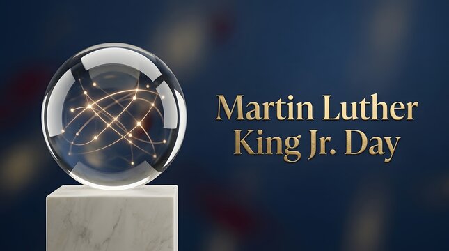 Martin luther king jr. day with glass sphere and marble pedestal